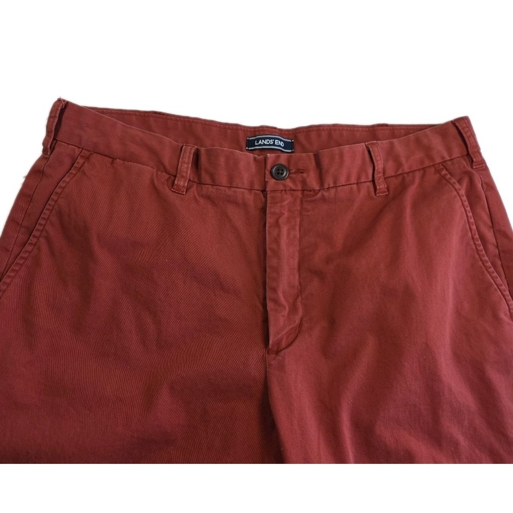 Lands' End Pants Mens 35 BURNT Orange Traditional‎ Fit Straight Chino Cotton